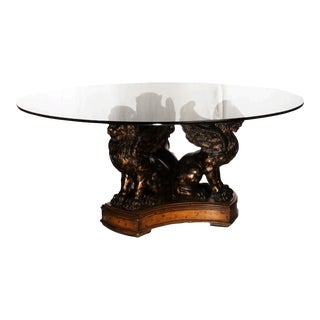 French Empire Style Glass Top Dining Table For Sale
