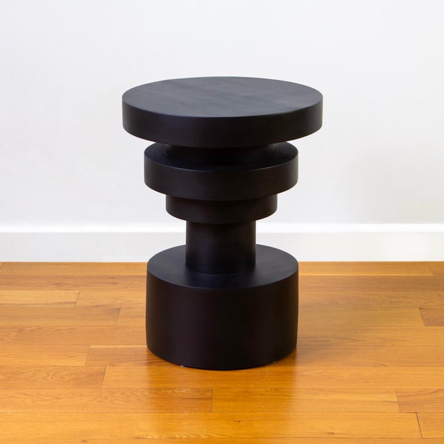 Souda Sass Short Side Table, Black, Wood End Table, Sample, Modern, Minimal, Accent Table, Pedestal For Sale - Image 4 of 7