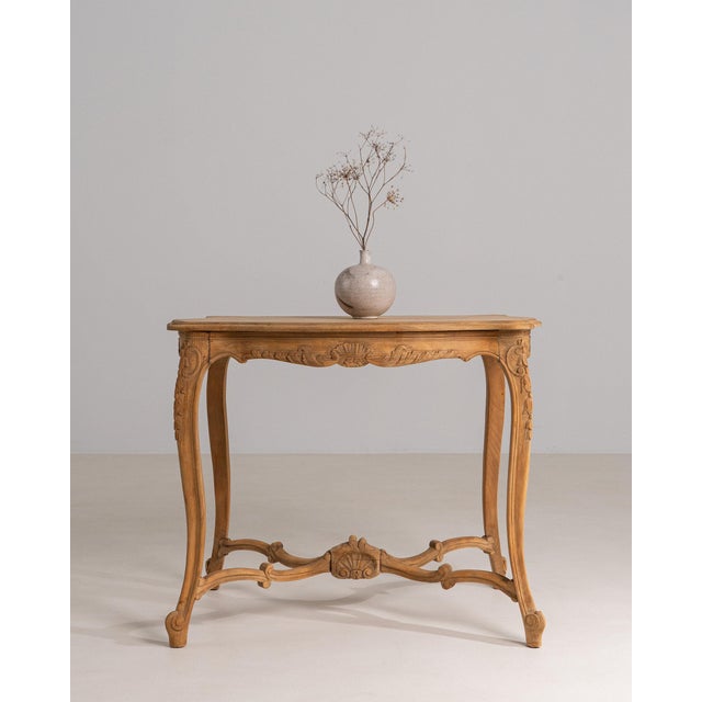 Late 19th Century 1880-1889 France Weathered Whitewash Carved Cerused Oak Console For Sale - Image 5 of 11