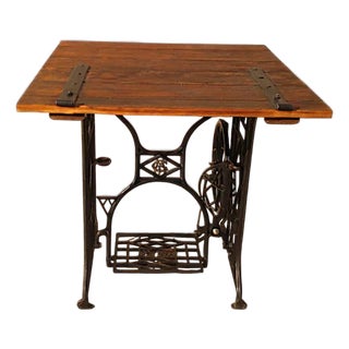 Industrial Table with Gritzner Sewing Machine, 1920s For Sale