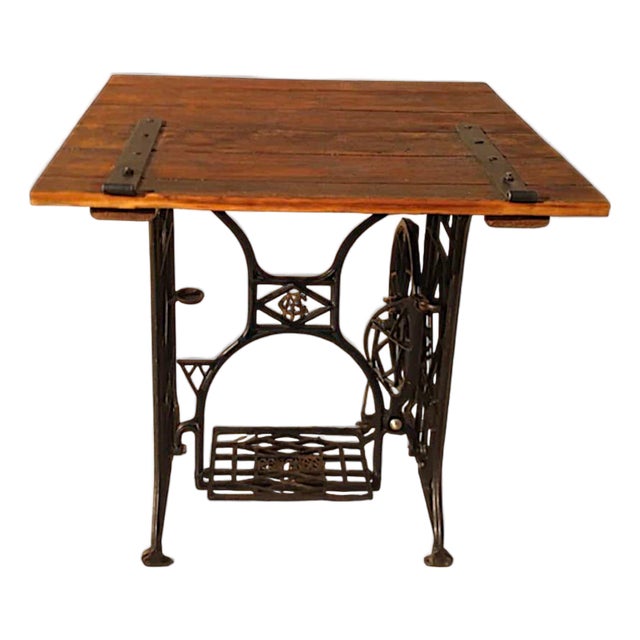 Industrial Table with Gritzner Sewing Machine, 1920s For Sale