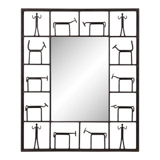Frederic Weinberg, American Modern, Figural Wall Mirror, Iron, Usa, 1950s For Sale