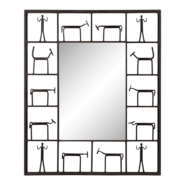Frederic Weinberg, American Modern, Figural Wall Mirror, Iron, Usa, 1950s For Sale
