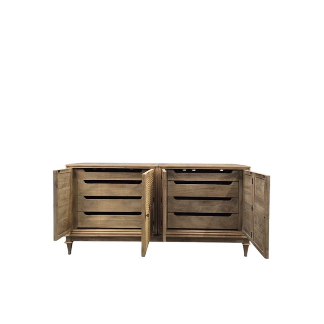 Late 20th Century Late 20th Century Postmodern Burlwood & Fluted Door Nightstands With Matching Dresser, 3 Pieces For Sale - Image 5 of 12