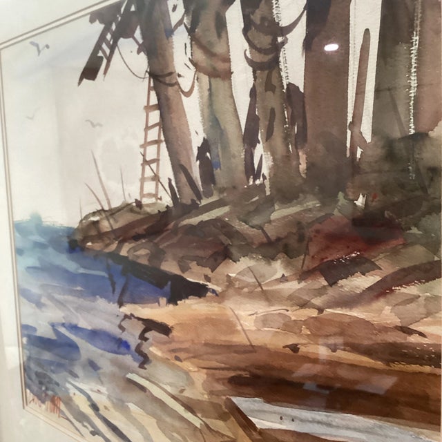 Mid 20th Century Vintage Watercolor Painting on Paper Framed Artist Signed For Sale - Image 9 of 12