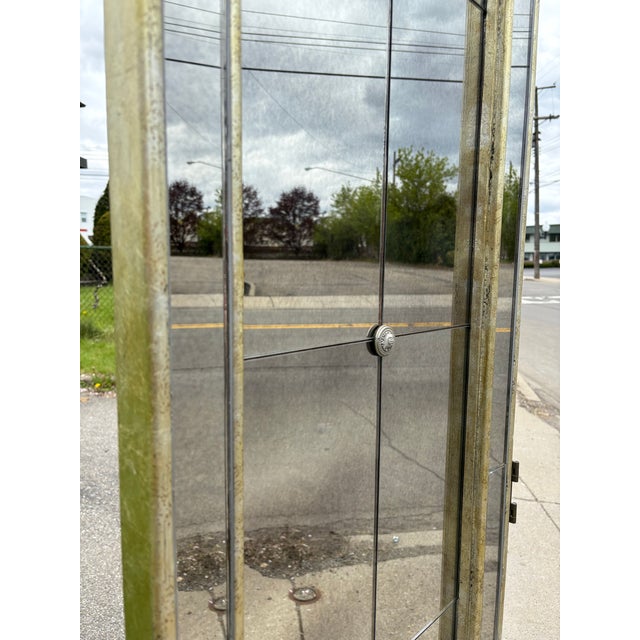 Metal Vintage Regency Inspired Antique Mirrored Folding Screen For Sale - Image 7 of 10
