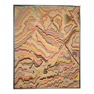 Vintage Mid Century Organic Modern Textile Art, Blush, Hot Pink & Brown For Sale