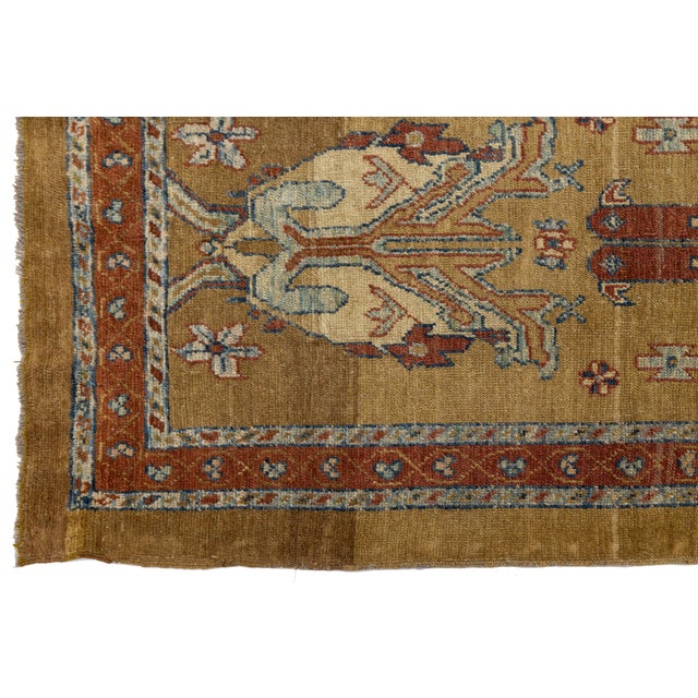 Textile Vintage Persian Bakshaish Handmade Brown Wool Runner With Tribal Design For Sale - Image 7 of 9