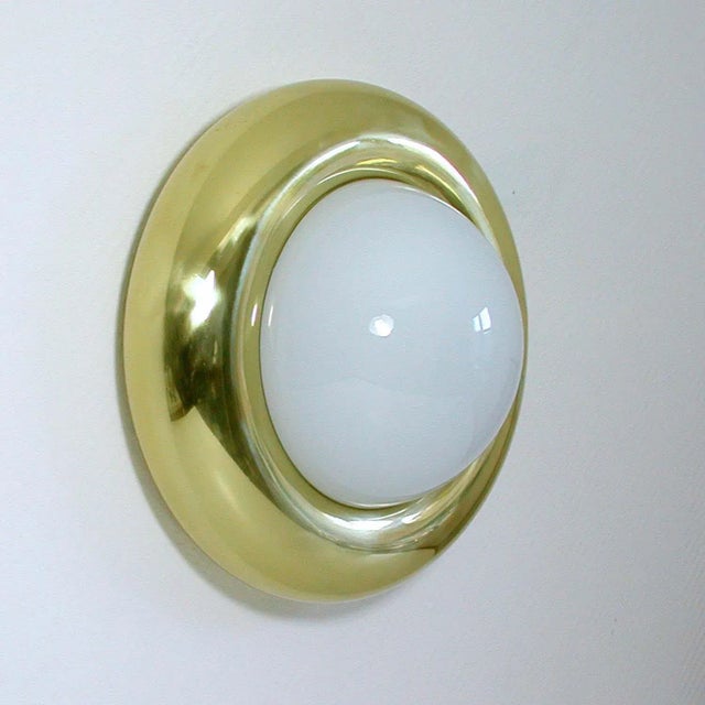 Mid-Century Modern Mid-Century Modern Italian Brass and Glass Flush Mount from Valenti Luce For Sale - Image 3 of 11