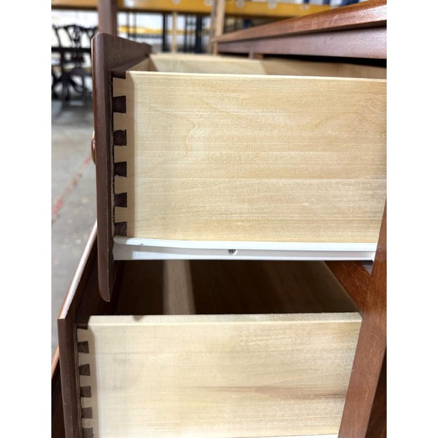 Late 20th Century Cherry Six-Drawer Dresser With Arched Mirror For Sale - Image 12 of 13