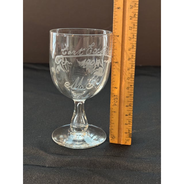 Rare- Clear 1902 Cork (Ireland) Exhibition Souvenir Etched Stemmed Glass For Sale - Image 12 of 14