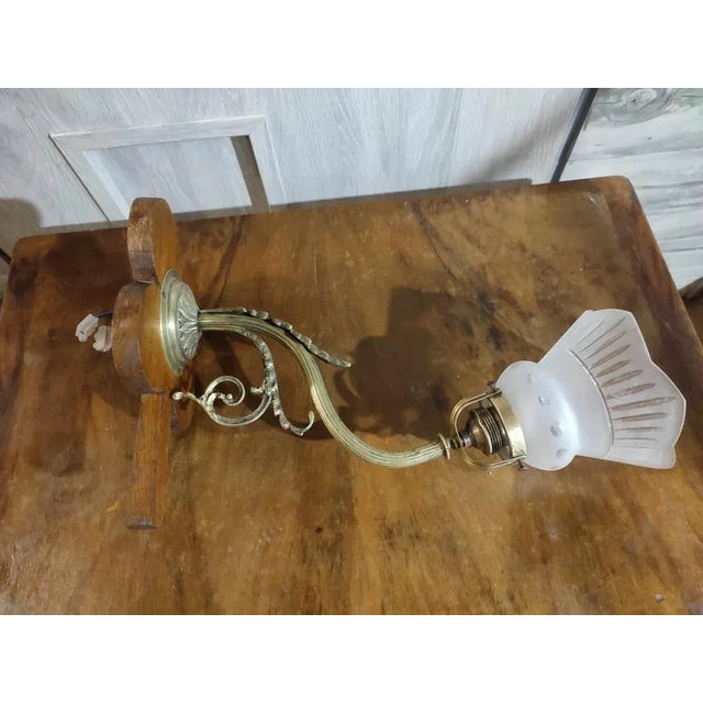 Brown Art Nouveau Brass Wall Lamp, 1890s For Sale - Image 8 of 10