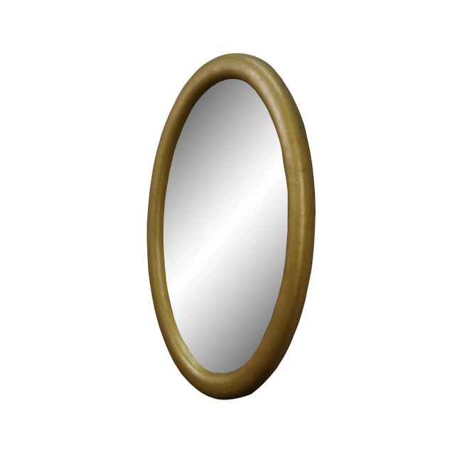 Traditional Vintage Gold Gilt Wood Framed Oval Vanity Wall Mirror For Sale - Image 3 of 7