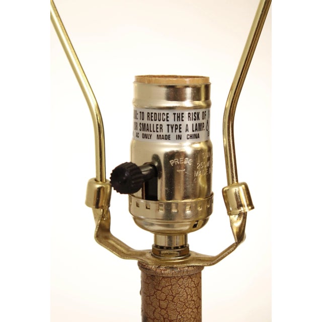 Metal Distressed Painted Finish Pair Wrought Iron Table Lamps For Sale - Image 7 of 12