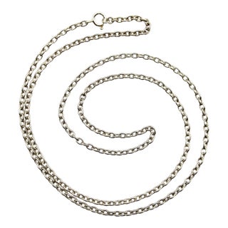 1900-1909 Edwardian Sterling Silver Handmade Chain For Sale