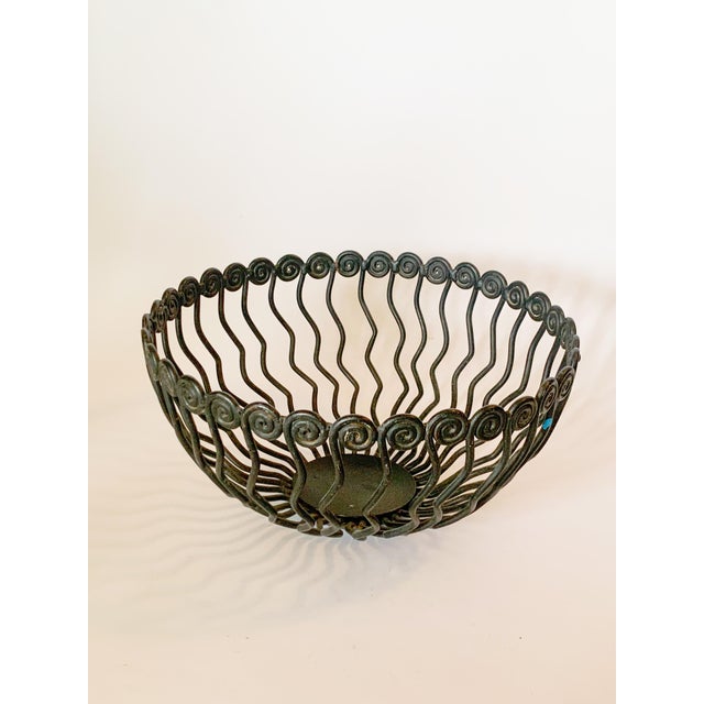 Postmodern Post Modern Memphis Style Large Swirly Iron Fruit Display Bowl For Sale - Image 3 of 10