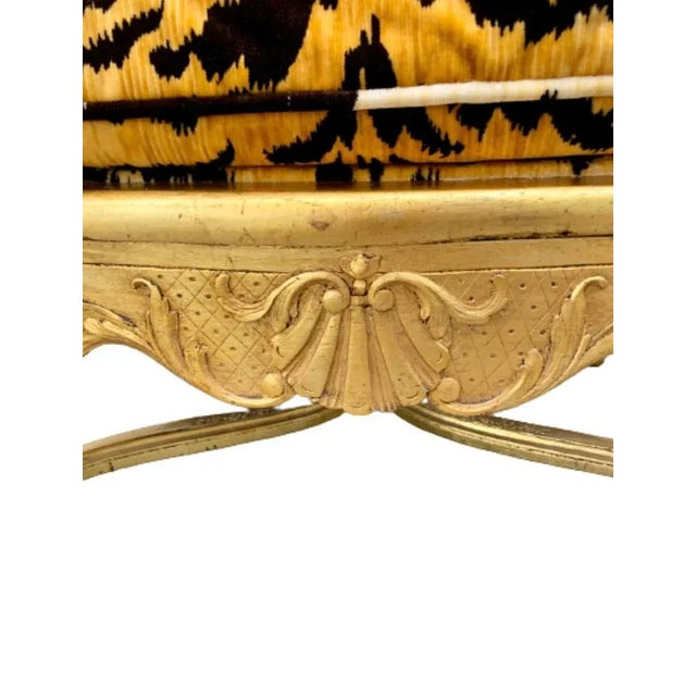 Orange French Regency Giltwood Fauteuil Lounge Chair in Scalamandré Le Tigre Tiger Silk Velvet For Sale - Image 8 of 13