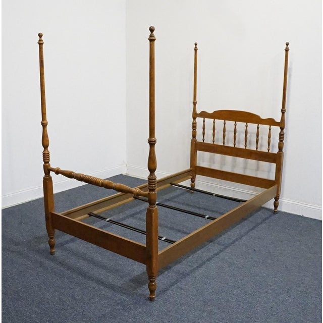 American Ethan Allen Heirloom Nutmeg Maple Colonial Early American Style Twin Size Four Poster Bed 10-5631 For Sale - Image 3 of 12