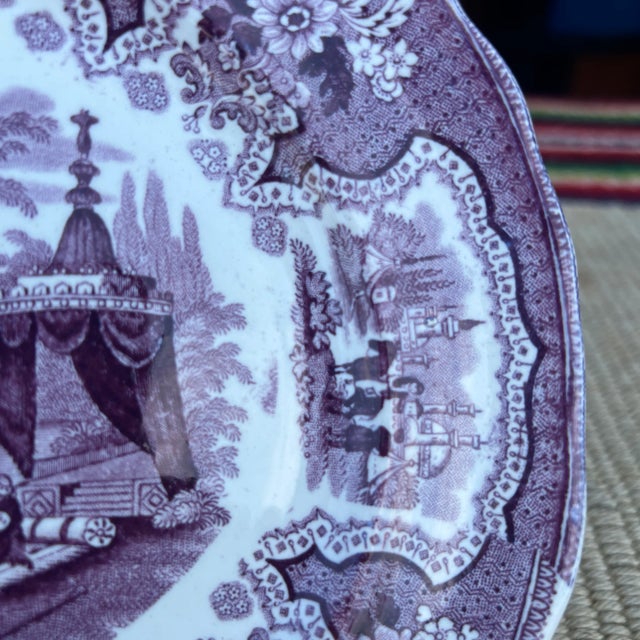 A Antique Staffordshire "Palestine" Purple Transfer Decorated Plate, 1830’s For Sale - Image 6 of 12