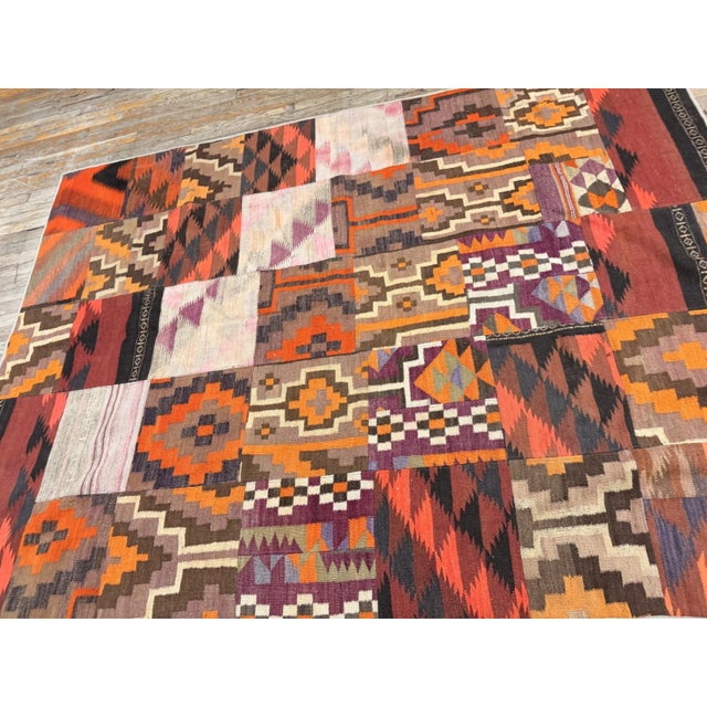 Turkish 1930s Multi Geometric Antique Turkish Village Traditional Kilim Small Rug For Sale - Image 3 of 6