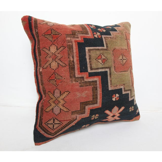 Tribal Handwoven Antique Caucasian Kazak Rug Pillow Cover -20'' X 20'' For Sale - Image 3 of 10