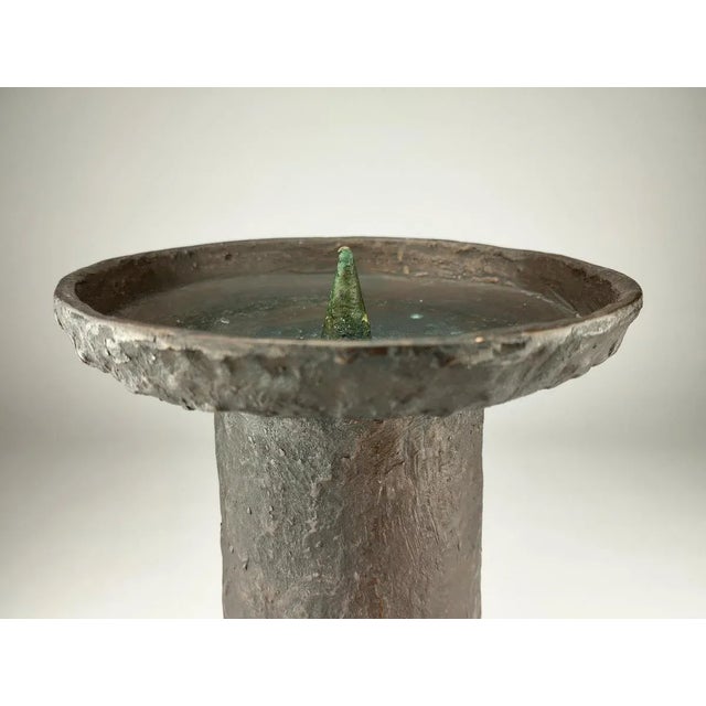 Brutalist Bronze Candlestick by Konrad Kurz For Sale - Image 5 of 10