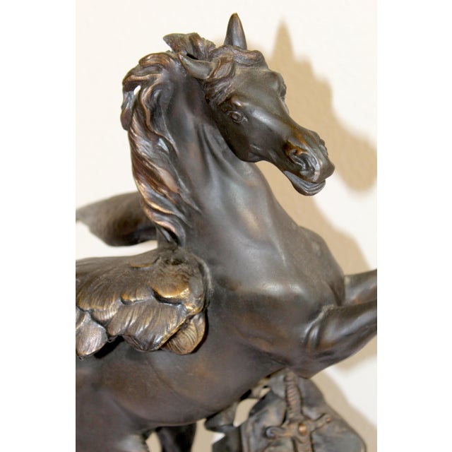 Wax Vintage j.b. Hirsch "Collection Française" Bronze Pegasus Replica Sculpture After Émile-Louis Picault – 20" H For Sale - Image 7 of 16