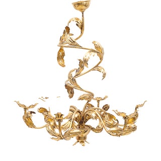 Antique Floral Chandelier in Copper, 1940s For Sale
