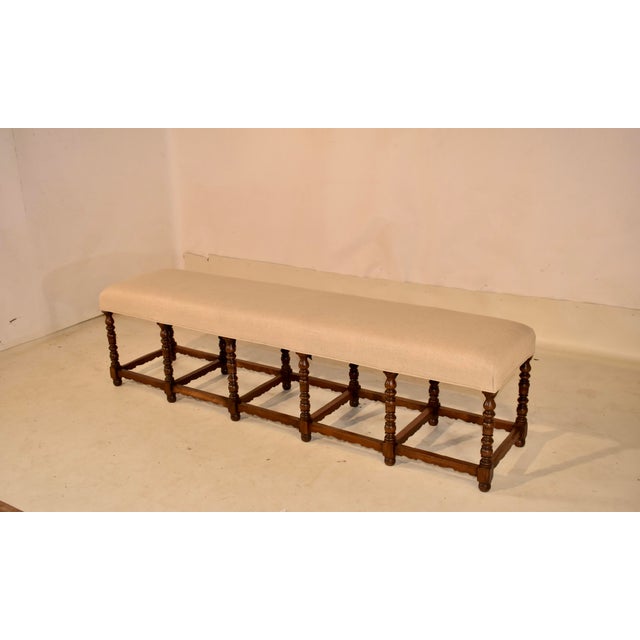 19th Century French Long Upholstered Bench For Sale - Image 4 of 7