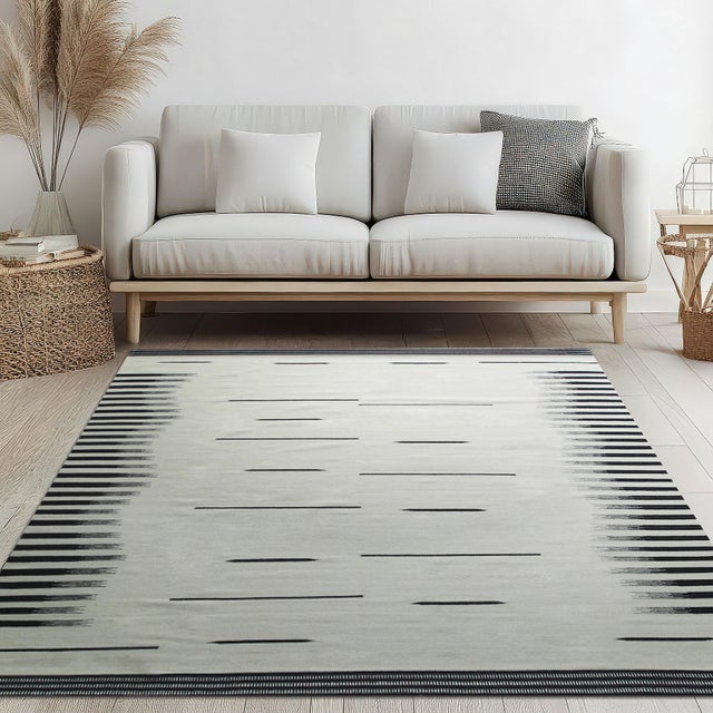 9x12 Sloane Majestic Gray Minimalist Kilim Geometric Modern Flatweave Wool Rug For Sale In New York - Image 6 of 9