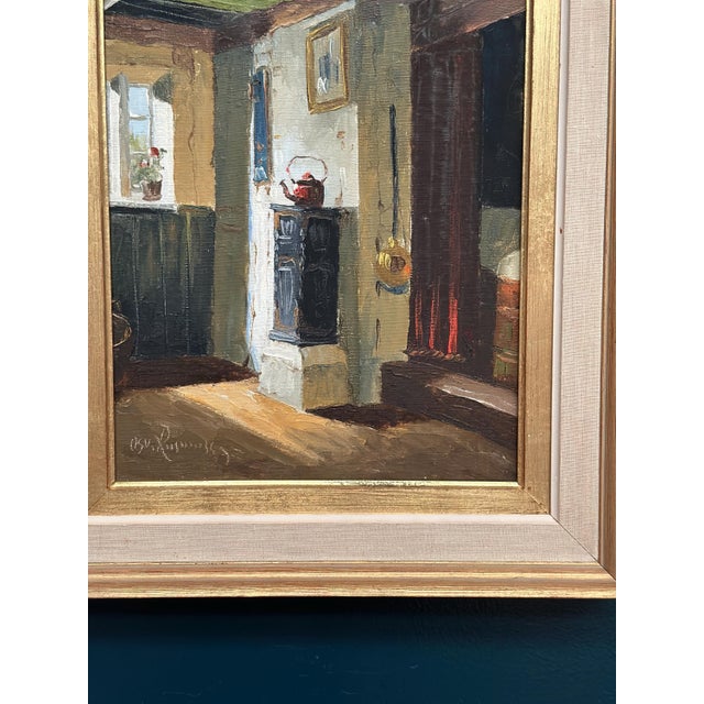 Osvald Rasmussen, Kitchen, 1960s, Oil on Canvas For Sale - Image 9 of 11
