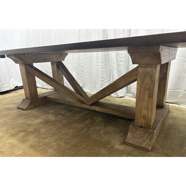 Arhaus Tuscany Dining Table — 118" Handcrafted in Italy | Solid Poplar Wood | Curated Trestle Base For Sale - Image 15 of 18