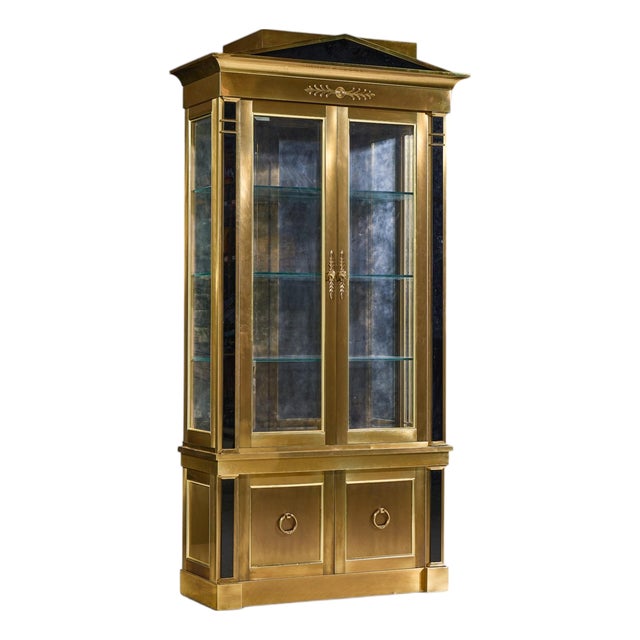 Mastercraft Neoclassical Brass and Glass Vitrine Cabinet For Sale