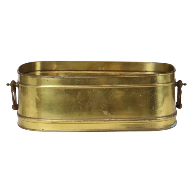 Large Vintage Oval Brass Planter For Sale - Image 15 of 16