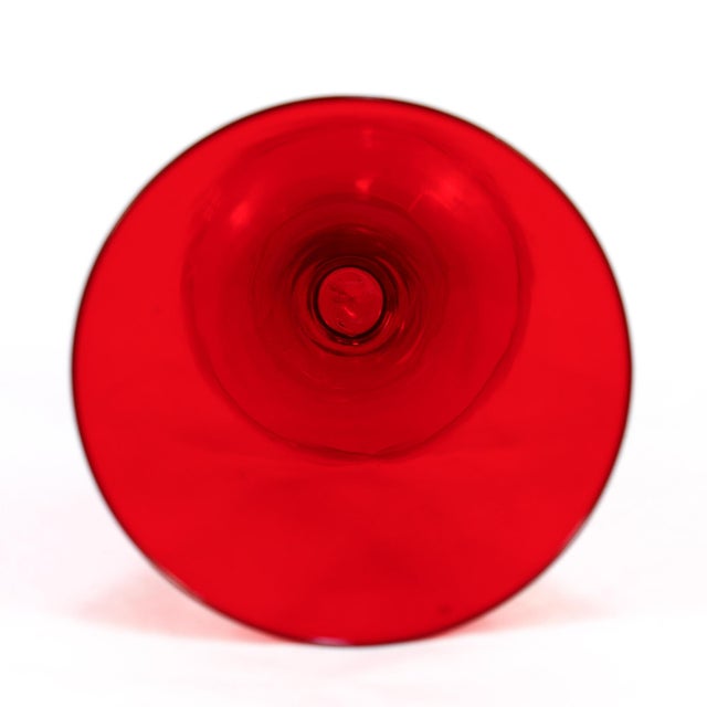 Set of 12 Red Venetian / Murano Glass Salviati Attributed Wine Goblets or Cups For Sale - Image 11 of 18