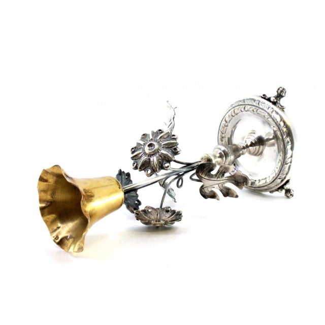 Silver Toothpick Holder with Flower Applications, Gold Chalice with Engravings and Claw-Shaped Feet For Sale - Image 5 of 9