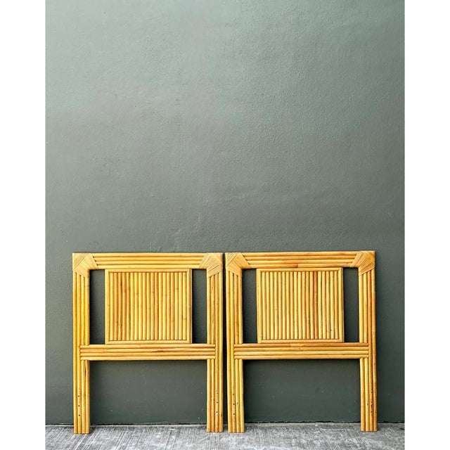 Vintage Wrapped Rattan Twin Headboards - Pair For Sale - Image 11 of 12