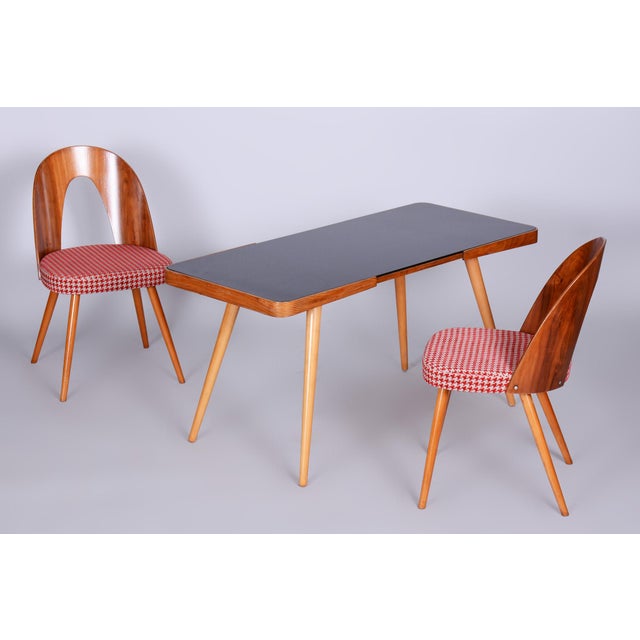 Mid-Century Coffee Table in Beech & Opaxit Glass attributed to Interier Praha, Czech, 1960s For Sale - Image 9 of 9