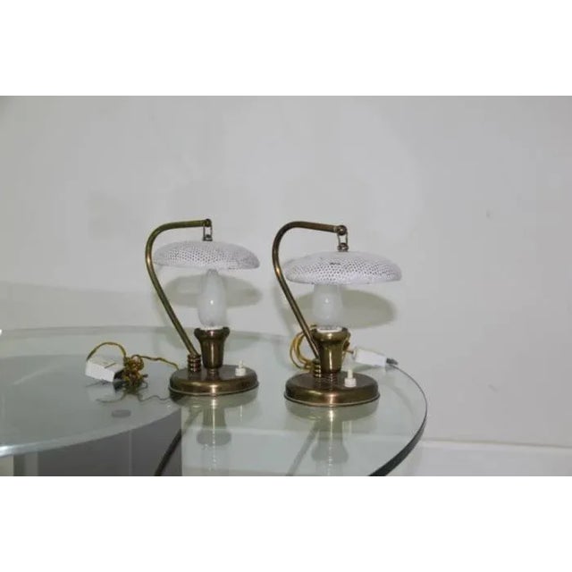 Mid-Century Perforated Brass Table Lamps, Set of 2 For Sale - Image 6 of 8