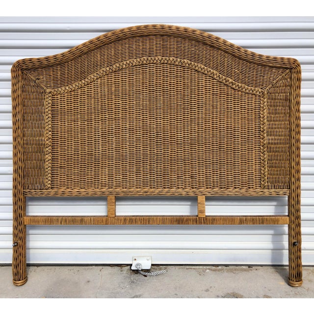 Boho Chic Wicker and Wrapped Rattan Braided Full Headboard Chairish