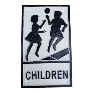 Iron Beware Children Sign For Sale