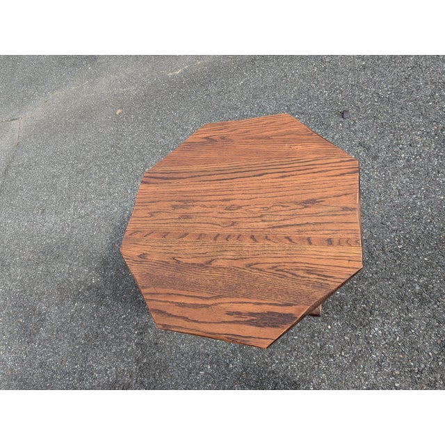 Brown Vintage 1940s Oak Drop Leaf Nightstand | Antique Accent Table | Small Farmhouse Side Table For Sale - Image 8 of 8