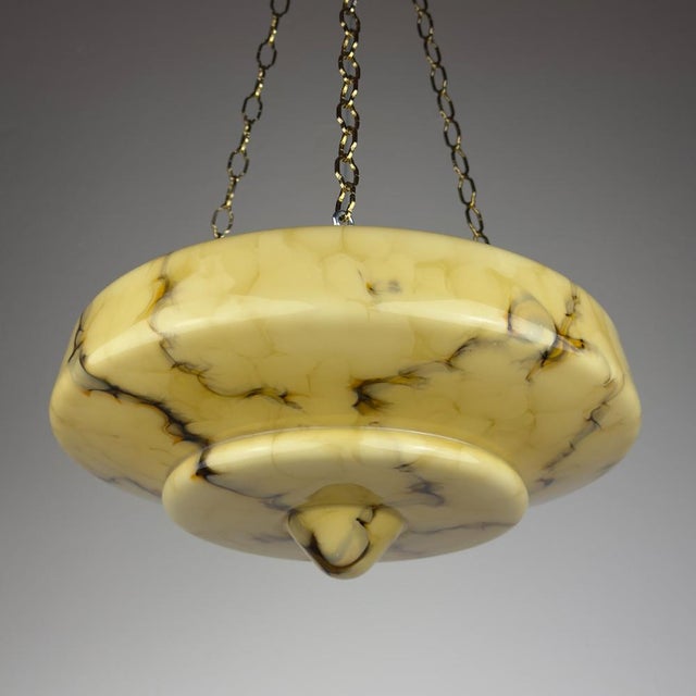 Art Deco Yellow Glass Pendant Lamp, 1930s For Sale - Image 4 of 18