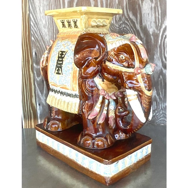 A fabulous vintage Boho elephant stool. A chic hand painted ceramic with a high gloss finish. Perfect indoors or out....