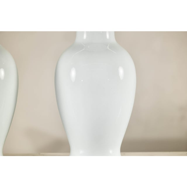 Chinese Pair of Classic White Porcelain Vases with Timeless Elegance For Sale - Image 3 of 12