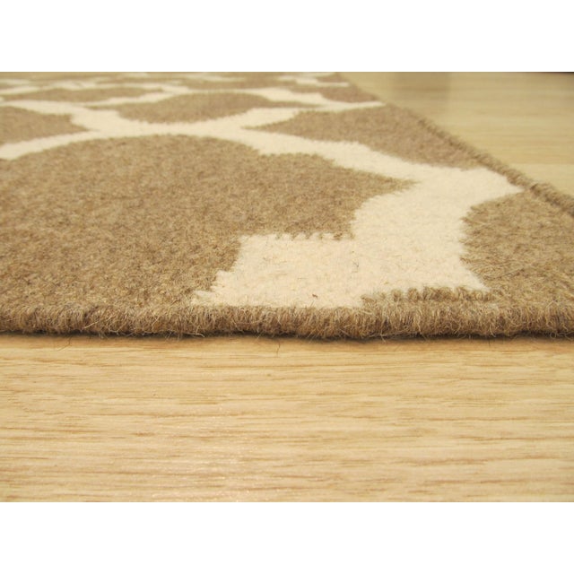 10x14 Iris Moroccan Brown Geometric Modern Flatweave Wool Carpet Rug For Sale - Image 4 of 8
