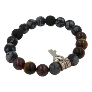 Black Agate Brown Earth Gemstones Round Bead Stretchy Unique Statement Circle Beads For Sale