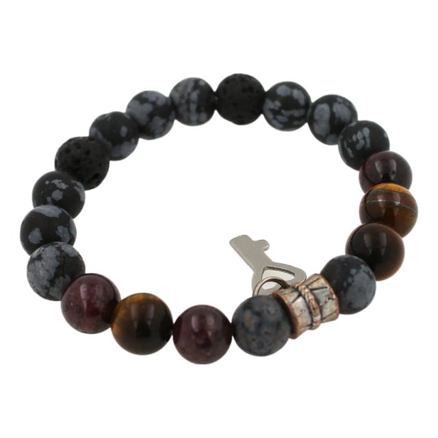 Black Agate Brown Earth Gemstones Round Bead Stretchy Unique Statement Circle Beads For Sale