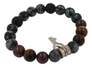 Black Agate Brown Earth Gemstones Round Bead Stretchy Unique Statement Circle Beads