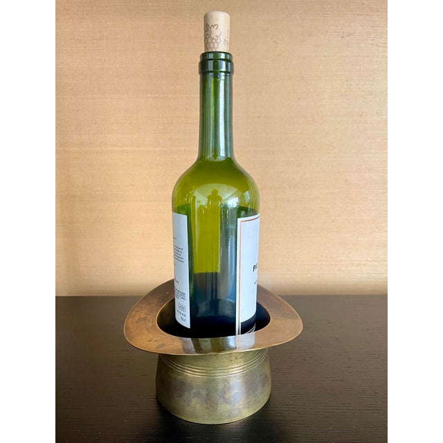 Mid-Century Sculptural Brass Top Hat Wine Champagne Coaster For Sale In Los Angeles - Image 6 of 6